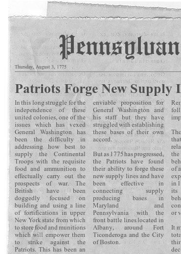 Supply Lines of the American Revolution Newspaper Headline 1
