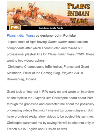 Plains Indian Wars Video Mention