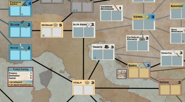 Europe in Turmoil Map Section Independent Spaces Switzerland and Italy