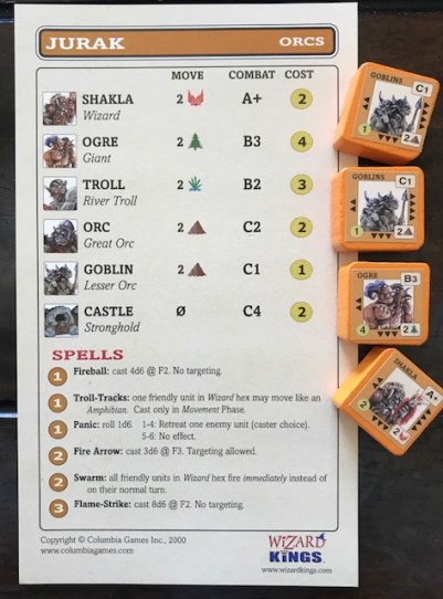 Wizard Kings Jurak Orcs Stats Card with Blocks