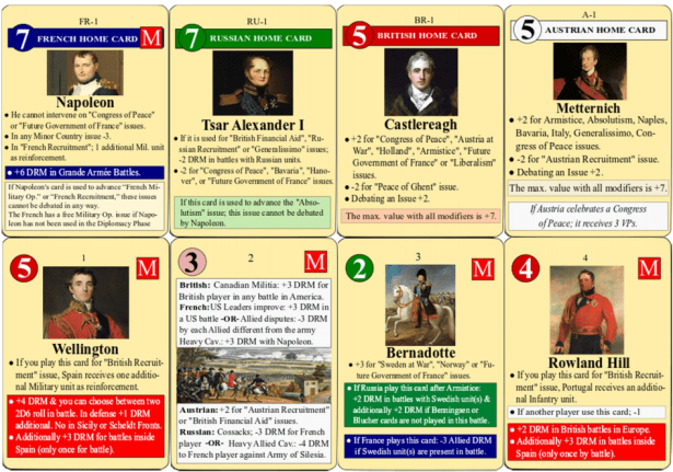 Congress of Vienna Staff and Event Cards