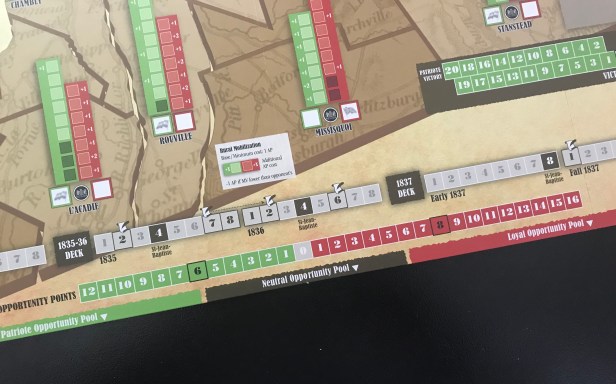 Prelude to Rebellion Turn Track 1835-36 and Opportunity Pool